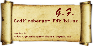 Grünsberger Fábiusz névjegykártya